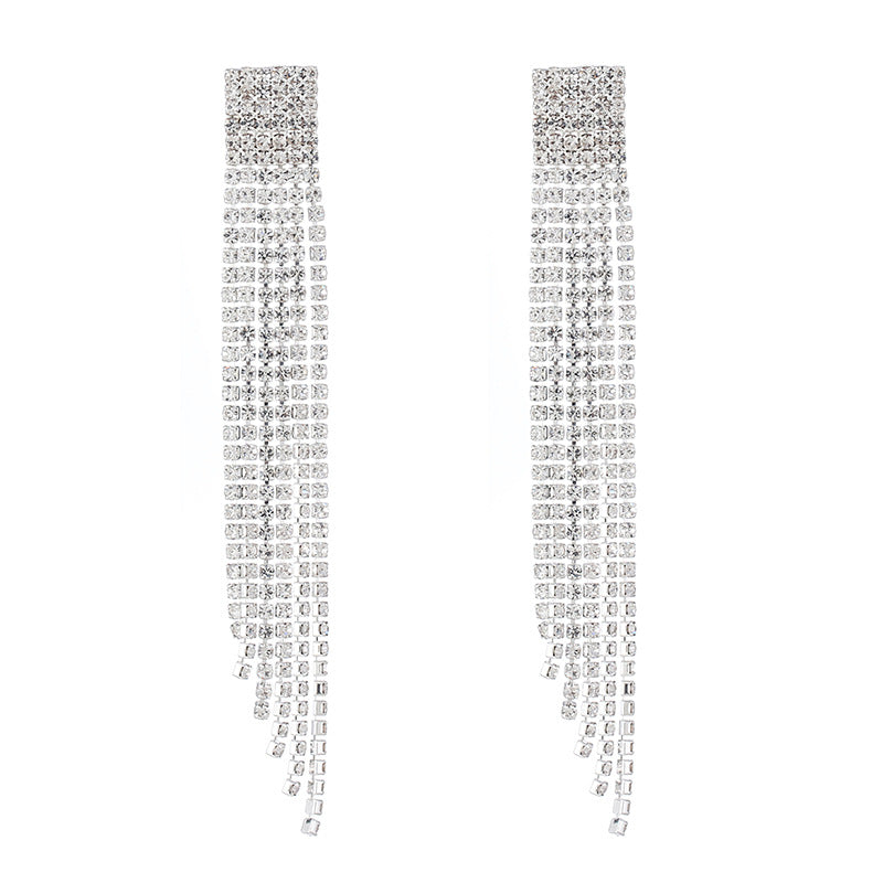 Vintage Rhinestone Tassel Earrings for Women – Sparkling Long Dangle Jewelry