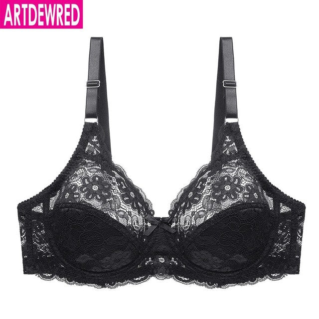 Women’s Lace Gathered C-Cup Bra – Thin Breathable Supportive Lingerie
