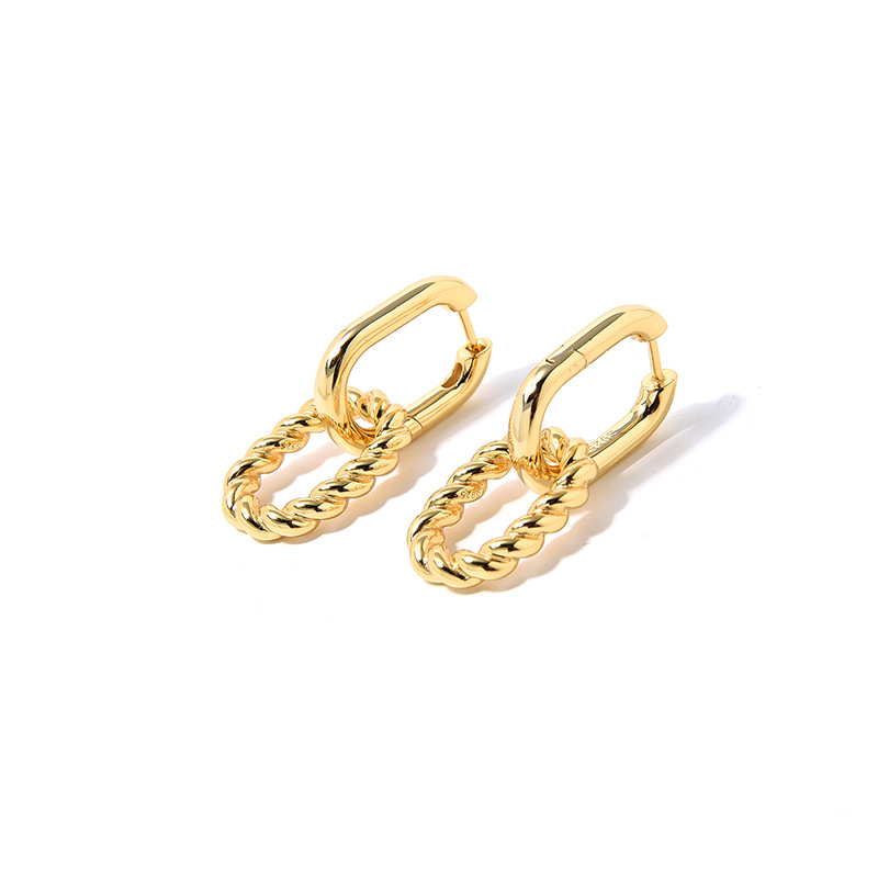 Sterling Silver Double Ring Earrings for Women – Elegant Modern Jewelry