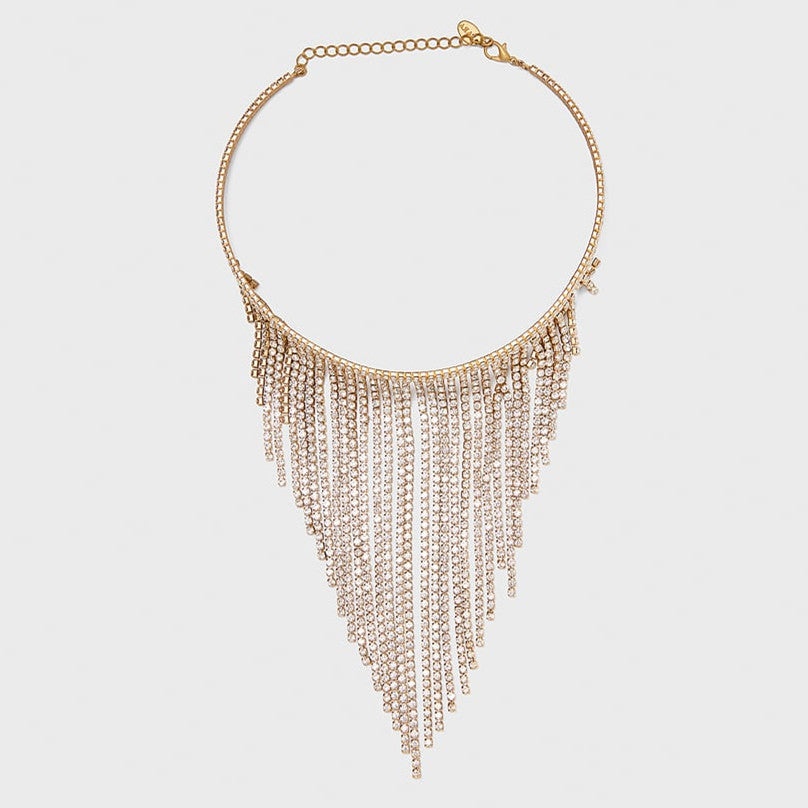 Sparkling Tassel Metal Choker Necklace for Women