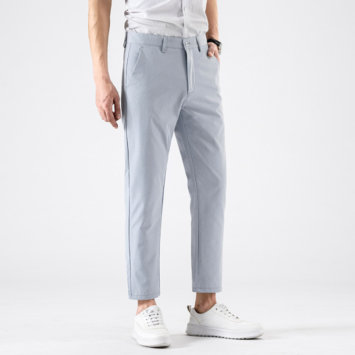 Men’s Slim Fit Cropped Suit Pants – Business Casual Ankle Trousers
