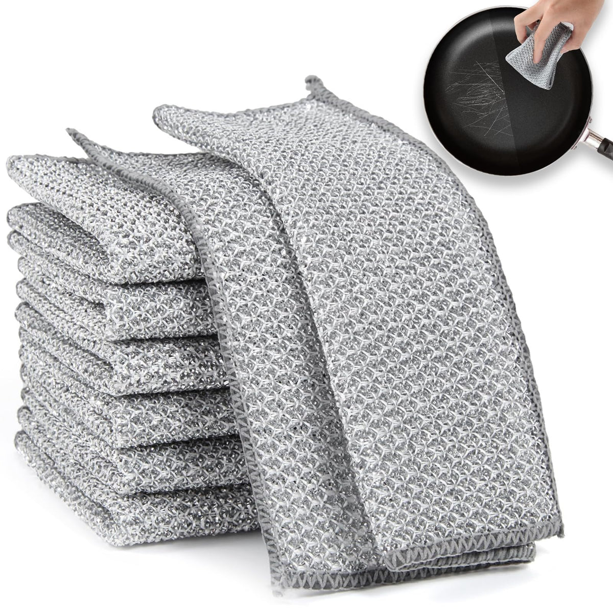 20-Piece Non-Scratch Wire Dishwashing Rags – Reusable Kitchen Scrub Cloths