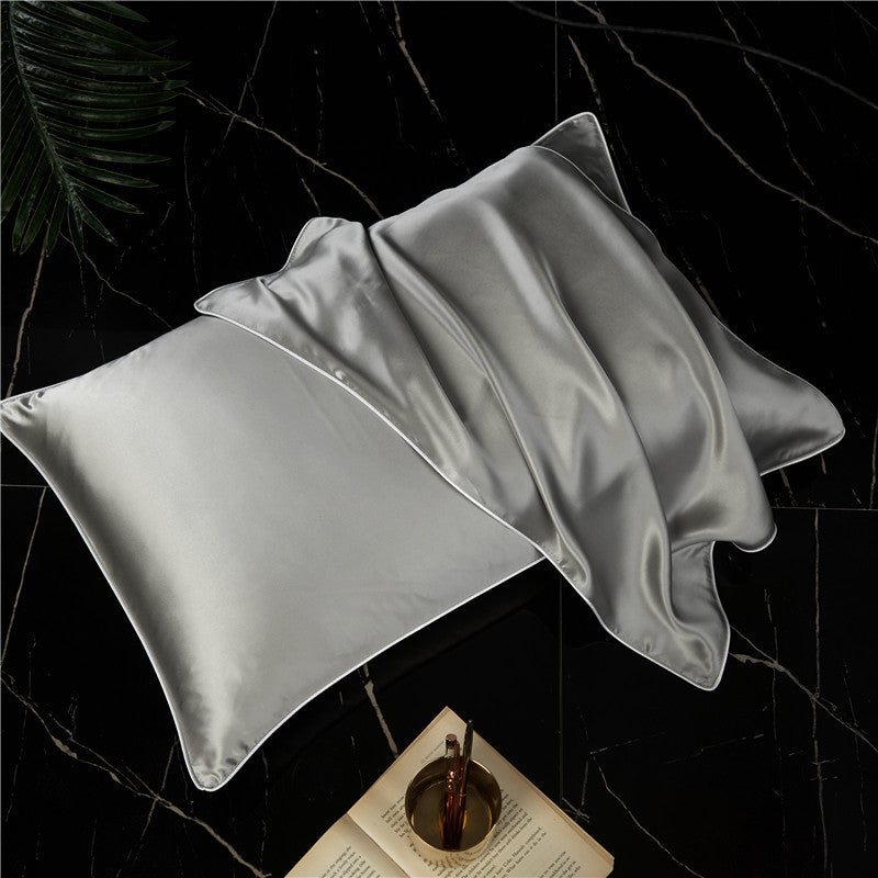 Single-Sided Solid Color Silk Satin Pillow Cover – Smooth Elegant Pillowcase