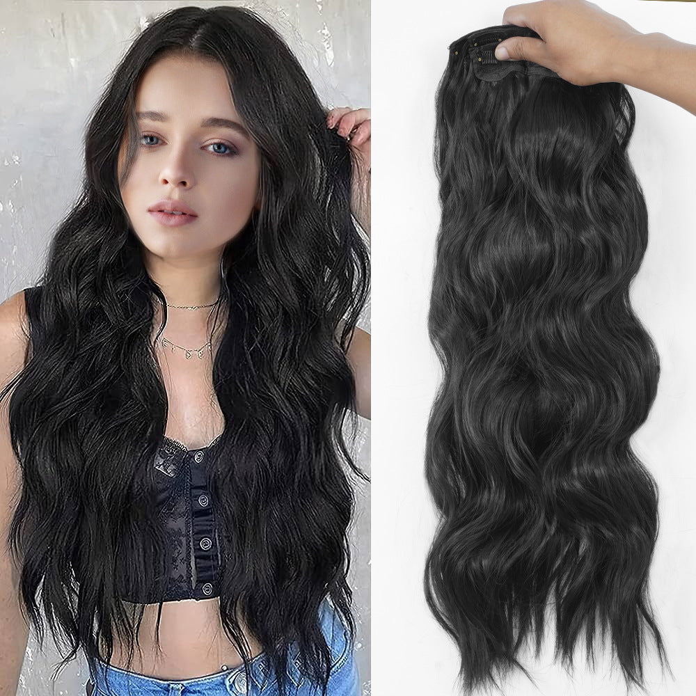 4-Piece 22-Inch Wavy Clip-In Hair Extensions for Women – Synthetic Water Wave Set