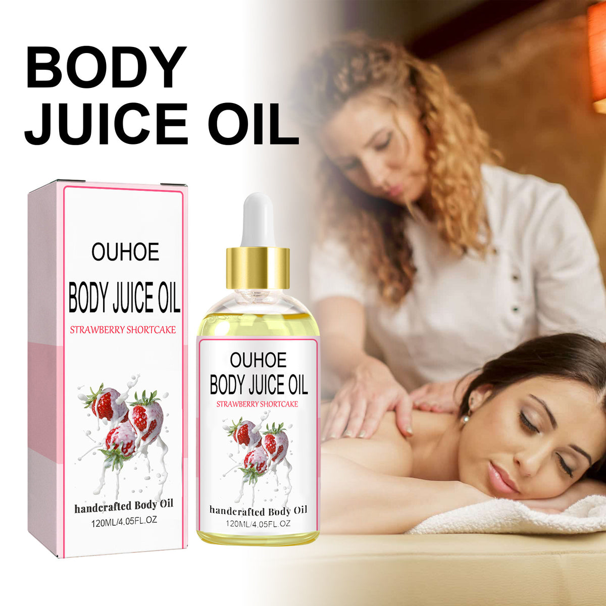 OUHOE Strawberry Nourishing Body Oil 120ml – Hydrating Oil for Dry Skin