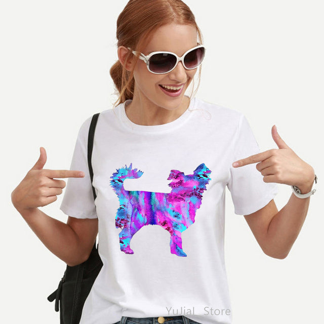 Watercolor Leopard Chihuahua Animal Print T-Shirt for Women