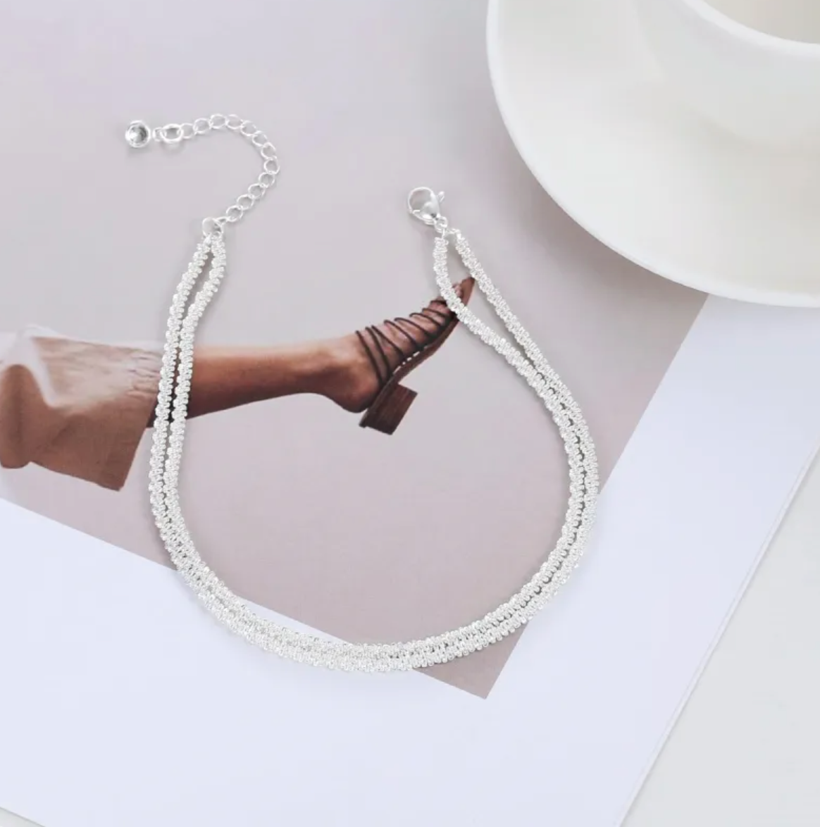 Double Layer Sparkling Anklet
