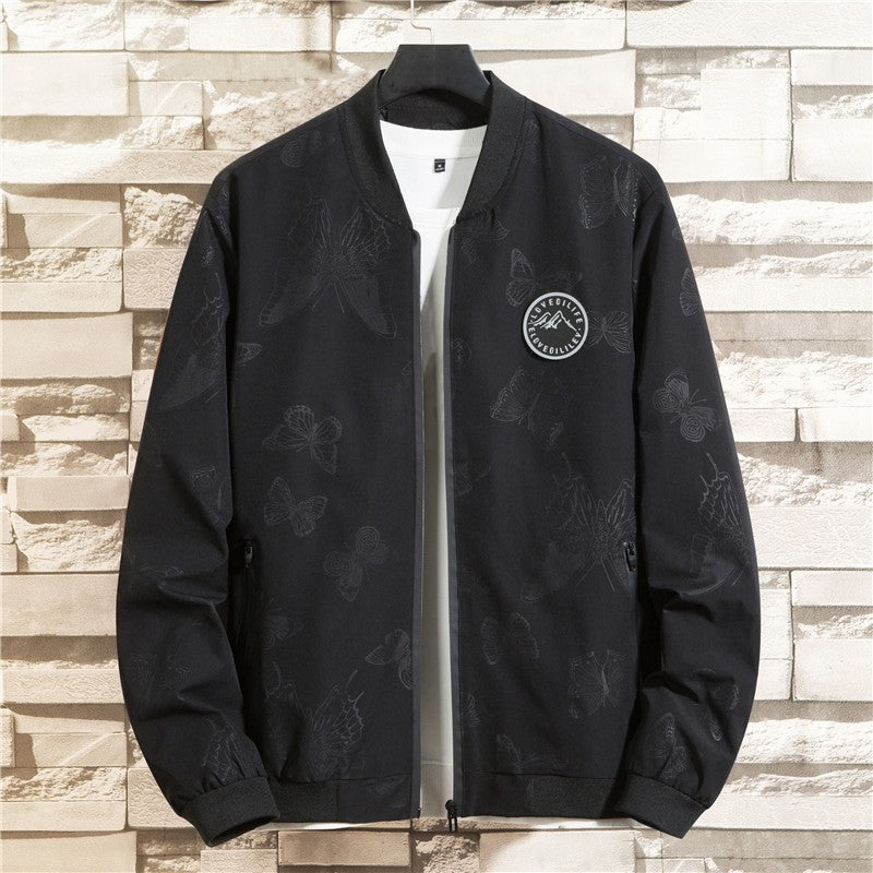 Men’s Oversized Butterfly Pattern Jacket – Plus Size Waterproof Casual Outerwear
