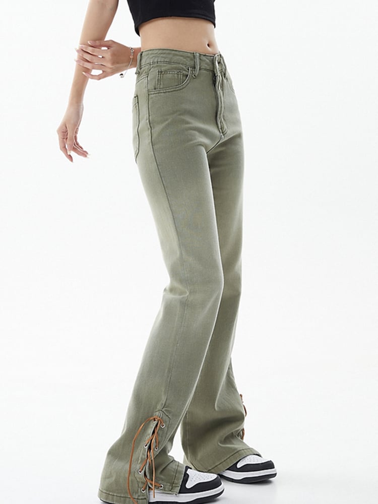 Women’s Trendy High-Waist Straight-Leg Pants – Slim Washed Casual Mopping Trousers, S–XL