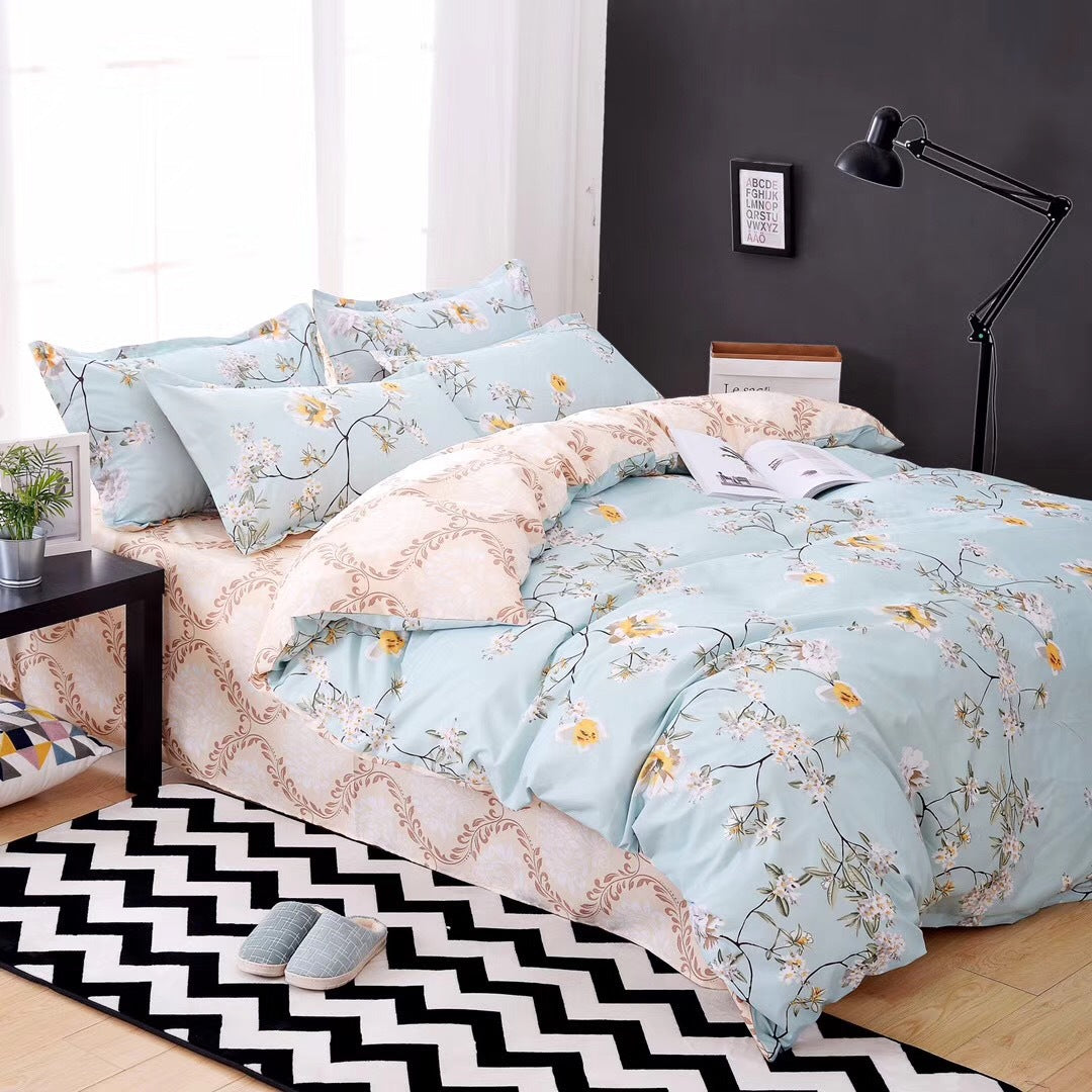 Aloe Cotton Minimalist Bedding Set – 4-Piece Soft Geometric Bed Set