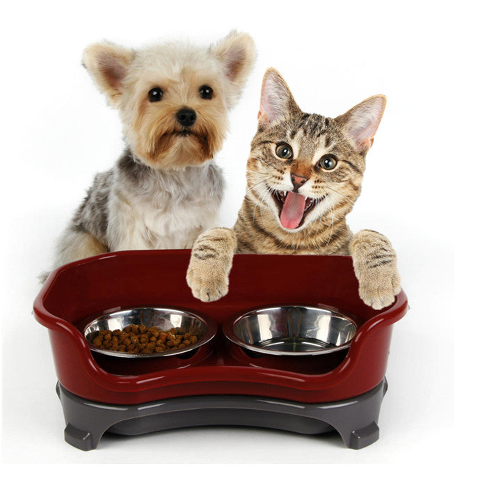 Stainless Steel Double Pet Feeding Bowl Set – Anti-Spill Dog & Cat Feeder