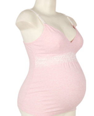 Women’s Cotton Nursing Tank Top with Lace Trim – Breastfeeding Maternity Camisole