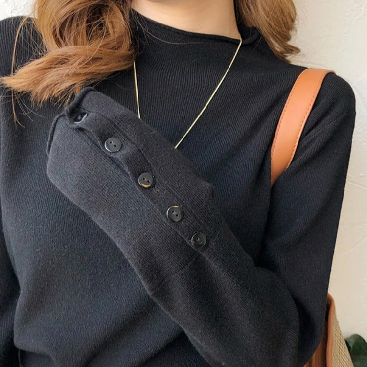 Women’s Fall Half-Turtleneck Knit Sweater – Loose Long Sleeve Casual Pullover