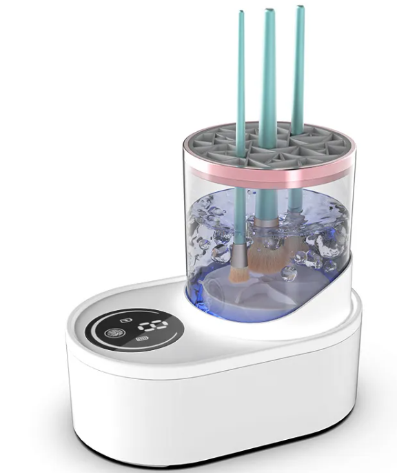 Electric Makeup Brush Washing Tool – Rechargeable Automatic Brush Cleaner & Drying Stand, USB Plug-In