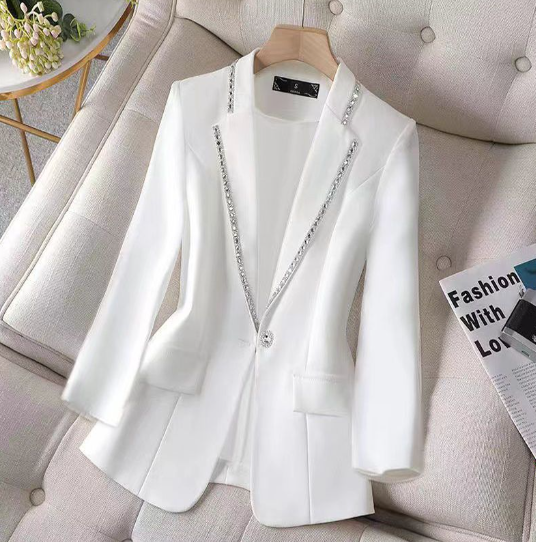 Women’s Classic Sparkle Blazer – One-Button Polyester Urban Jacket, S–5XL
