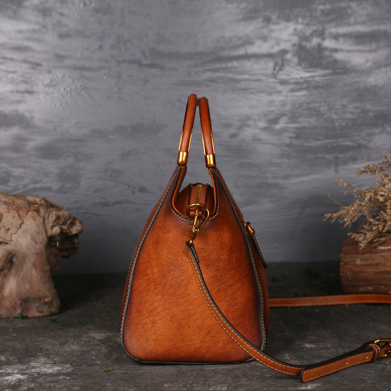 Embossed Genuine Leather Tote Bag for Women – Elegant Large-Capacity Shoulder Handbag