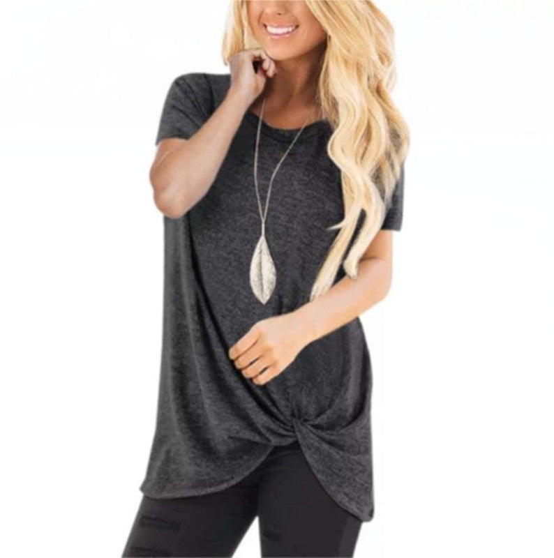 Knotted Short Sleeve T-Shirt for Women