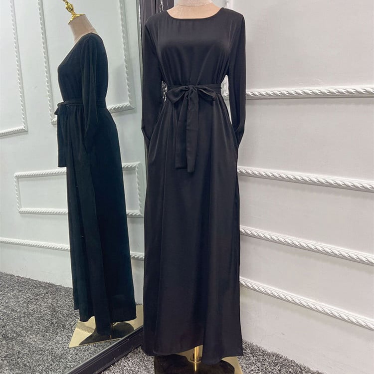 Soft Satin Gown Dress for Women – Elegant Long Sleeve Loose Fit Dress
