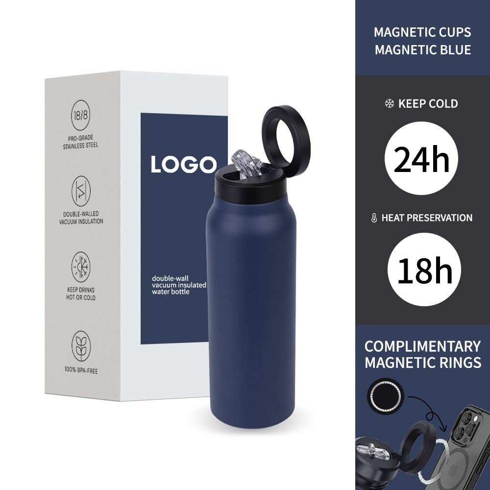 Stainless Steel Water Bottle with Magnetic Lid – Reusable Insulated Travel Bottle
