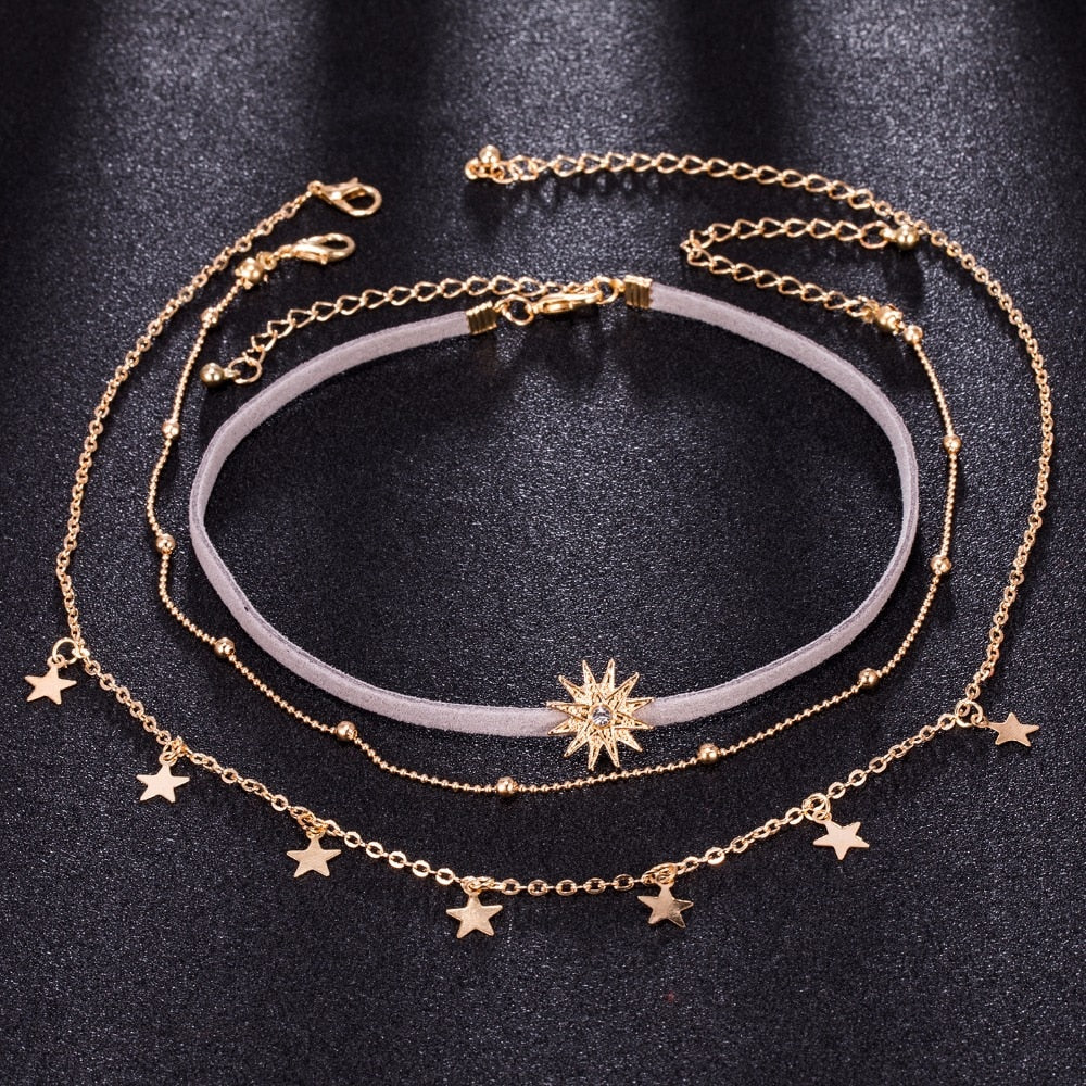 Layered Star Necklace Choker