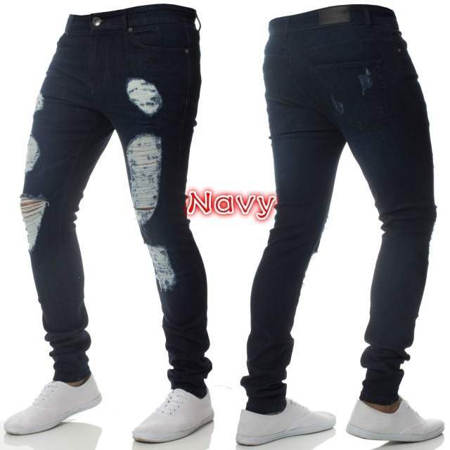 Men’s Plus Size Blue & Grey Jeans – Spring Casual Denim Trousers