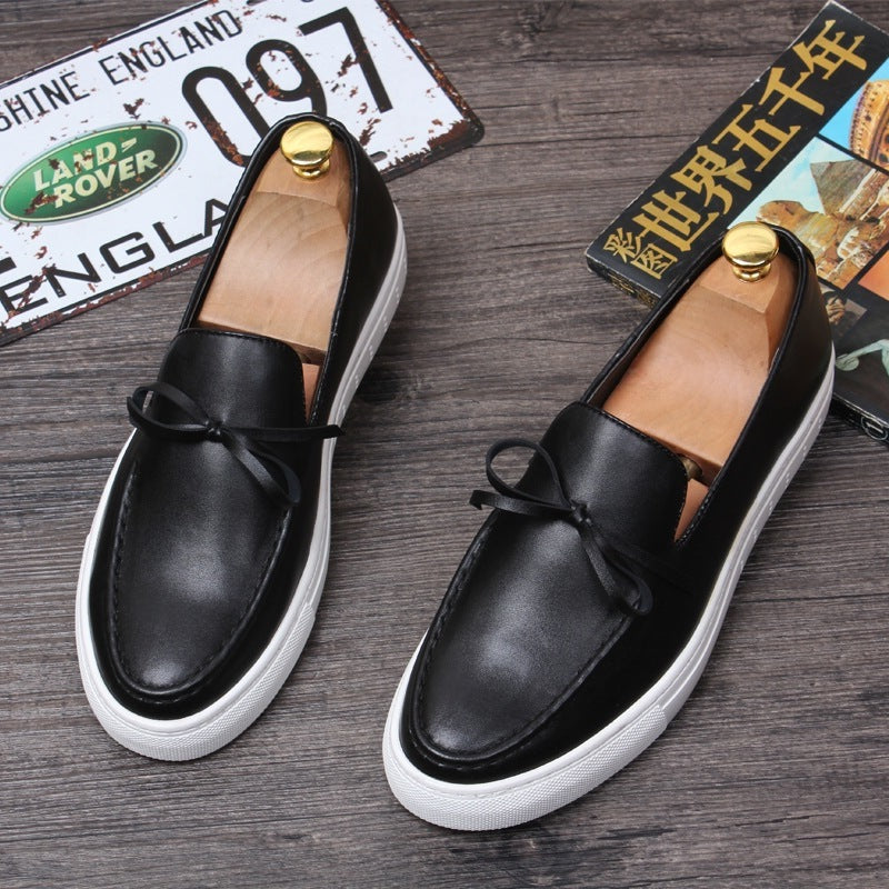 Men’s Korean-Style Low-Top Leather Loafers – Modern Casual Shoes