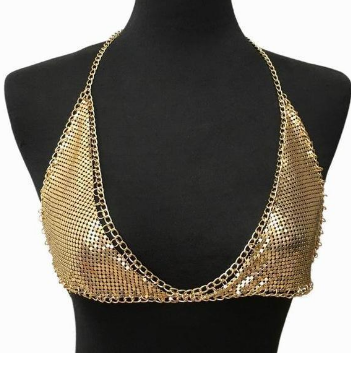 Women’s Exaggerated Geometric Body Chain – Lightweight Ball Chain Statement Jewelry, Gold & Silver