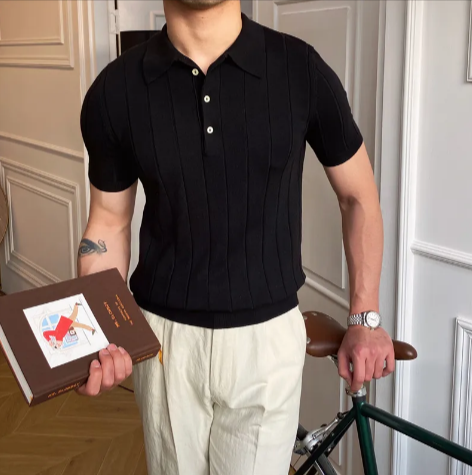 Men’s 100% Lyocell Slim-Fit Polo Shirt – Breathable Lightweight Short Sleeve Polo