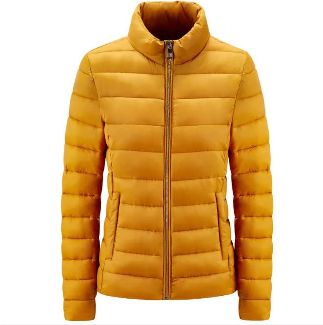 Women’s Stand-Up Collar Puffer Jacket – Warm Minimalist Winter Coat, 5 Colors, M–3XL