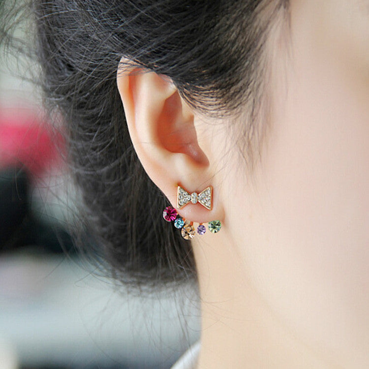 Bowknot Crown Stud Earrings – Elegant Feminine Jewelry – USA