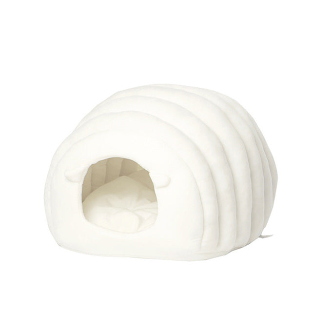 Warm Igloo Cat Cave Bed – Semi-Enclosed Cozy Sleeping Nest for Cats & Small Dogs