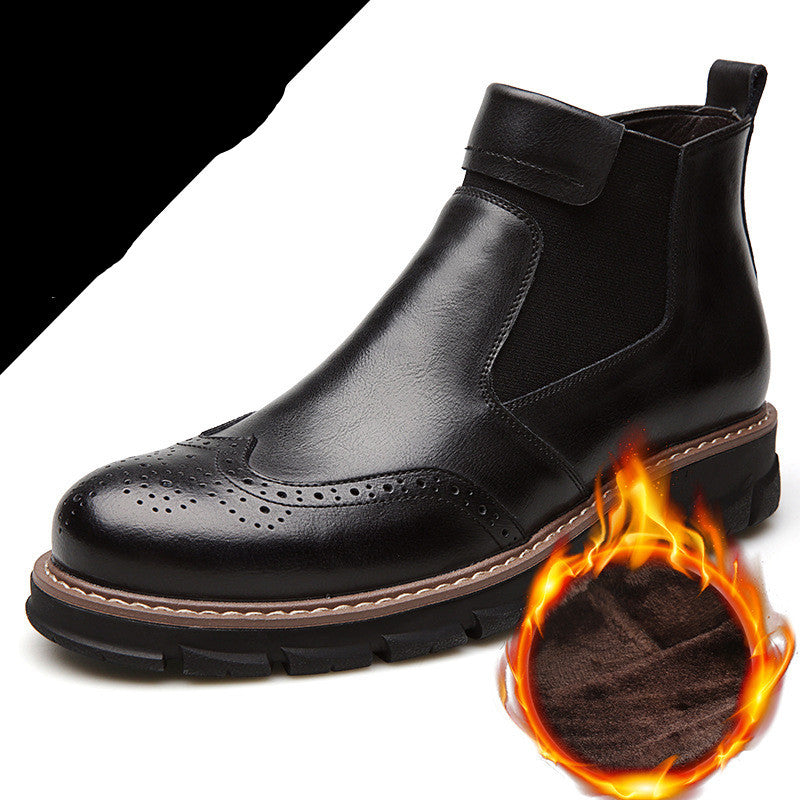 Men’s High-Top Snow Cowhide Short Boots – Vintage Casual Footwear