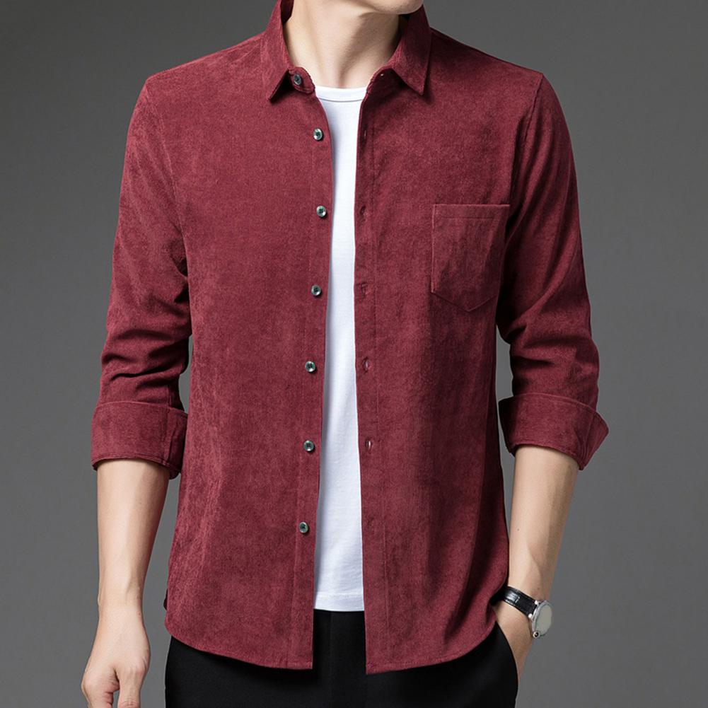 Men’s Thickened Long Sleeve Casual Shirt – Warm Lapel Cardigan Shirt, M–4XL