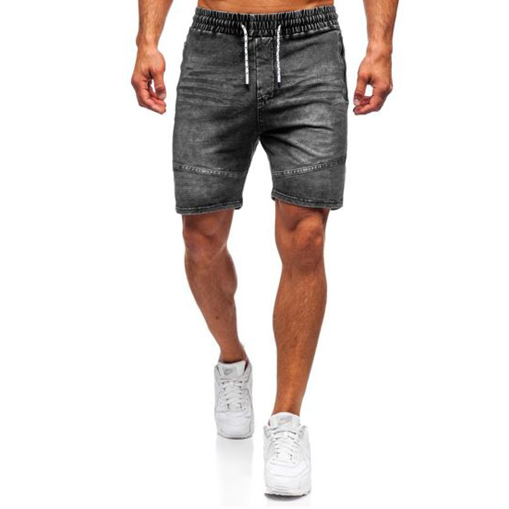 Men’s Casual Elastic Denim Sports Shorts – Straight-Fit Summer Casual Shorts