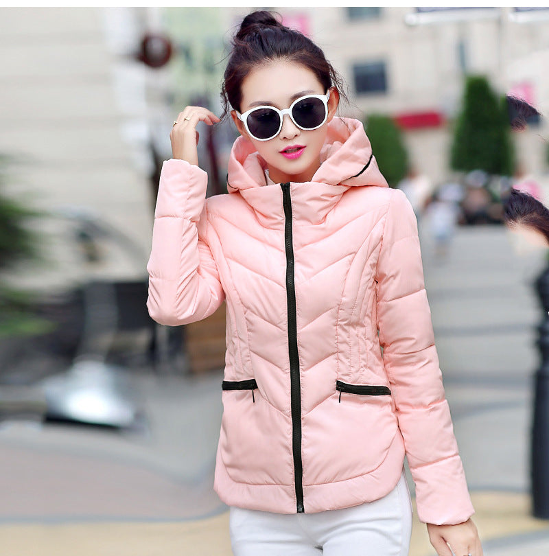 Women’s Short Cotton Jacket – Korean Style Warm Lightweight Winter Coat, 5 Colors, L–3XL