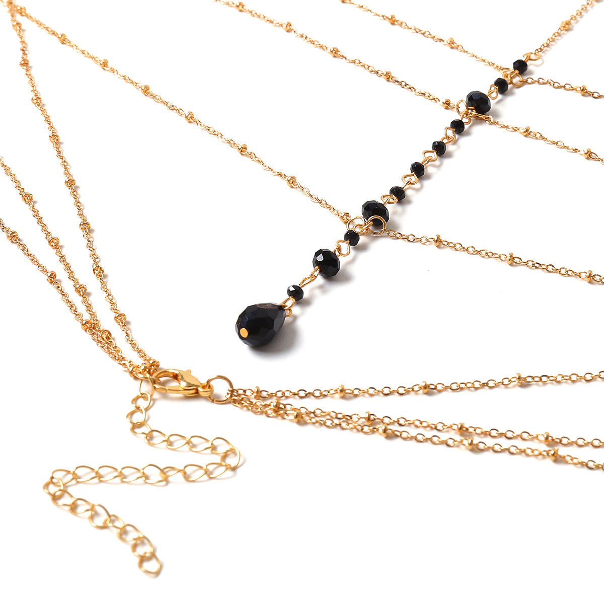 Women’s Multi-Layer Crystal Body Chain Necklace – Geometric Rhinestone Statement Jewelry, Gold & Silver