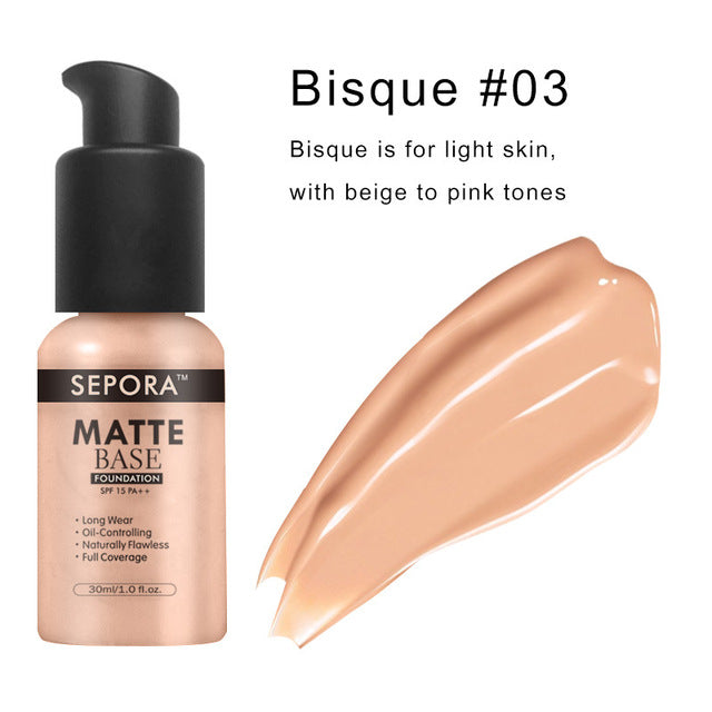 Matte Waterproof Liquid Foundation & Concealer – Full Coverage Face Makeup
