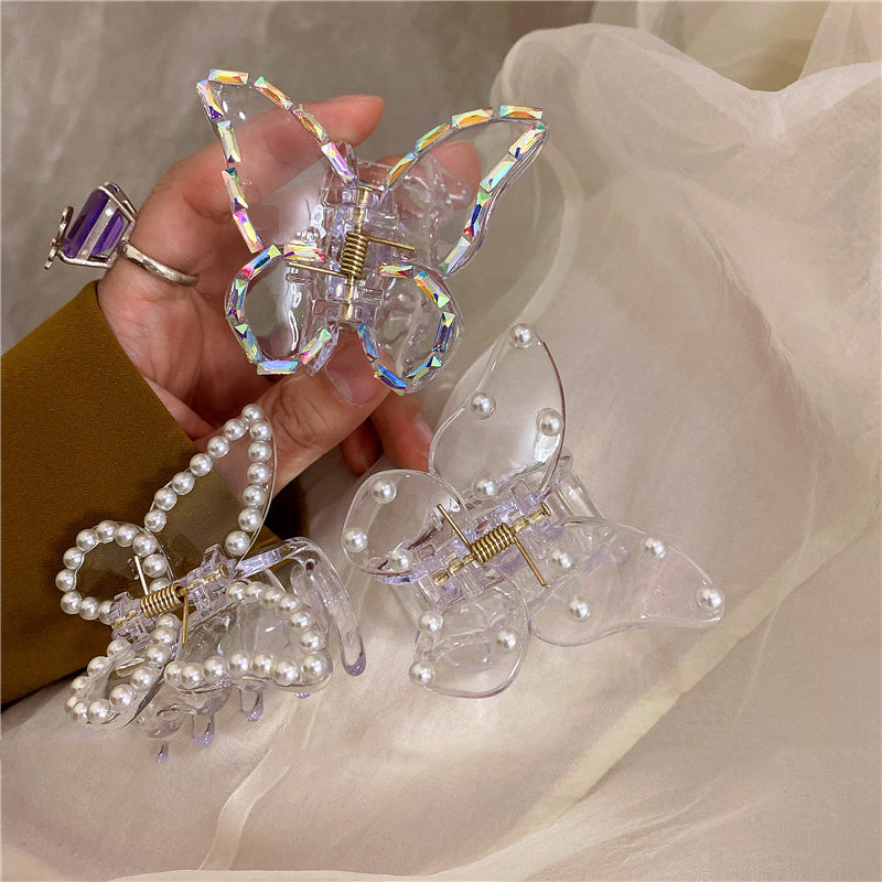Transparent Pearl Butterfly Hair Clip – Elegant Fashion Hair Accessory for Women
