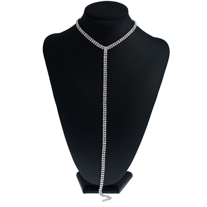 Women’s Rhinestone Body Chain Necklace – Lightweight Gold & Silver Statement Jewelry, 78cm
