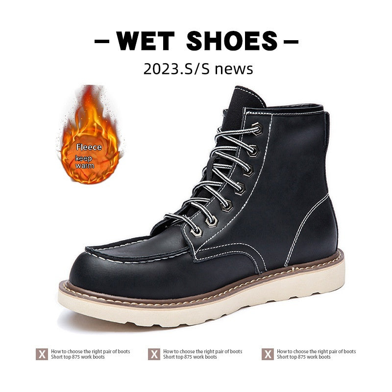 Men’s Vintage Fleece-Lined Martin Boots – Warm Winter Casual Footwear