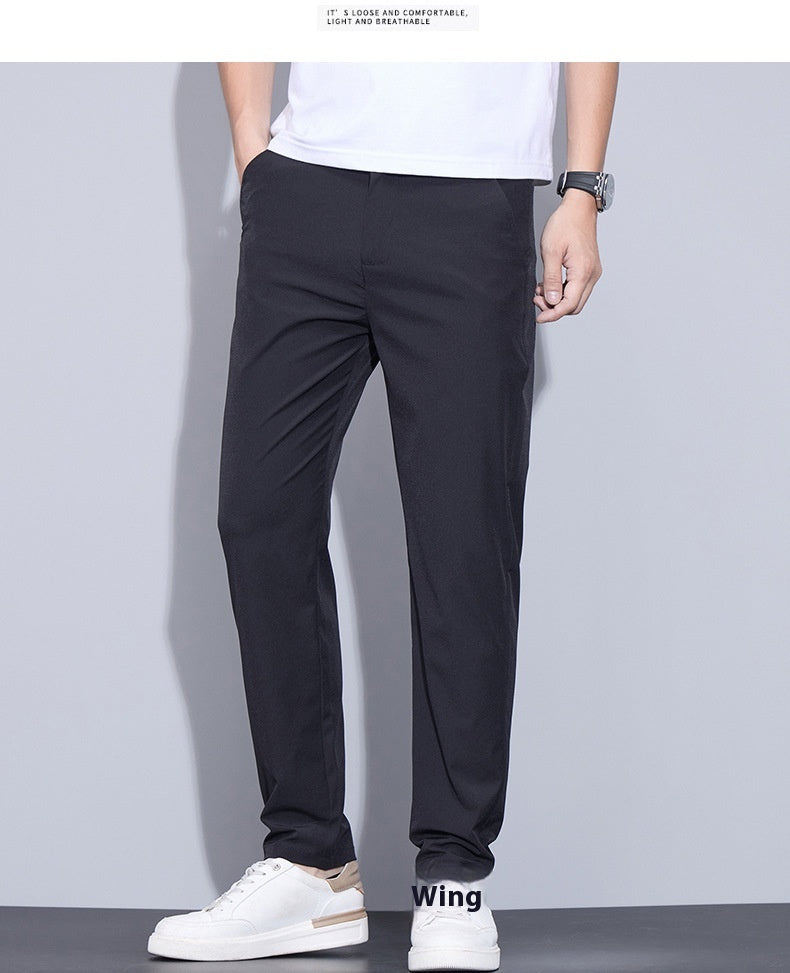 Men’s Ice Silk Casual Pants – Lightweight Thin Trendy Trousers
