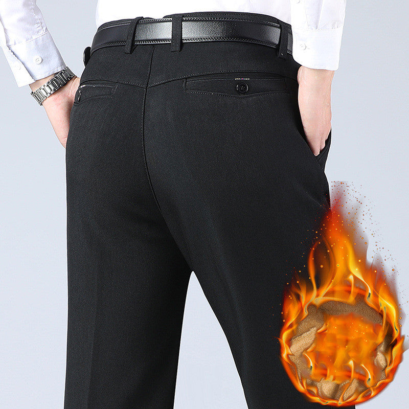Men’s Fleece-Lined Business Casual Pants – Warm Winter Trousers