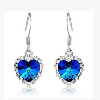 Ocean Heart Crystal Earrings for Women – Elegant Sparkling Statement Jewelry