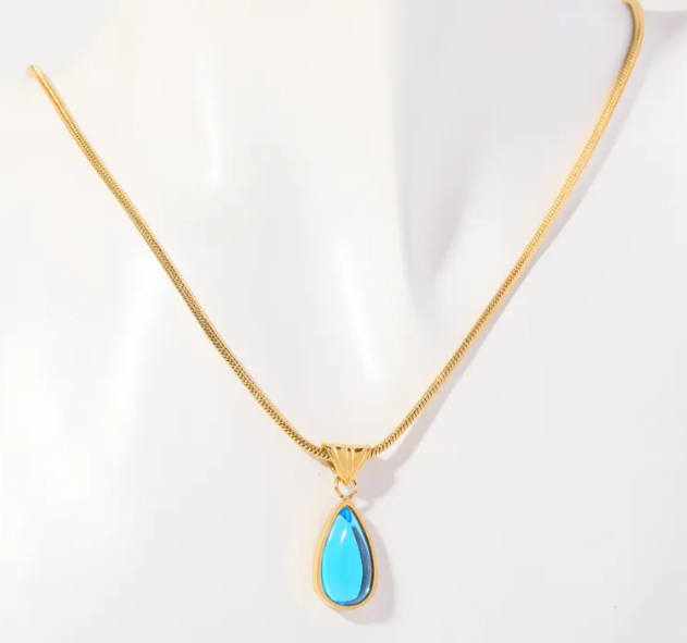 Blue Ocean Water Drop Necklace