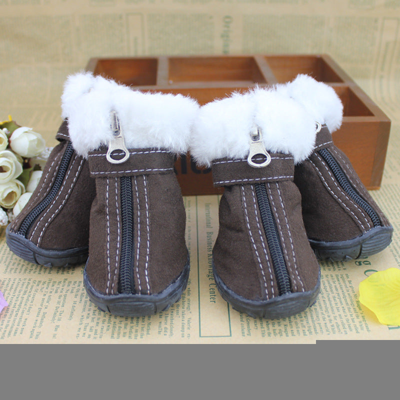 Warm Dog Snow Boots – Non-Slip Suede Winter Booties with Lamb Velvet Lining