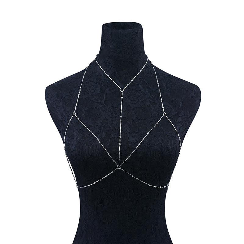 Women’s Handmade Geometric Body Chain – Adjustable Gold & Silver Nightclub Statement Jewelry