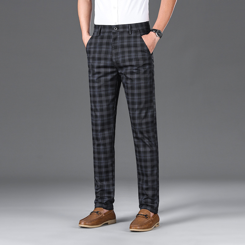 Men’s Stripe Plaid Casual Pants – Modern Checkered Trousers