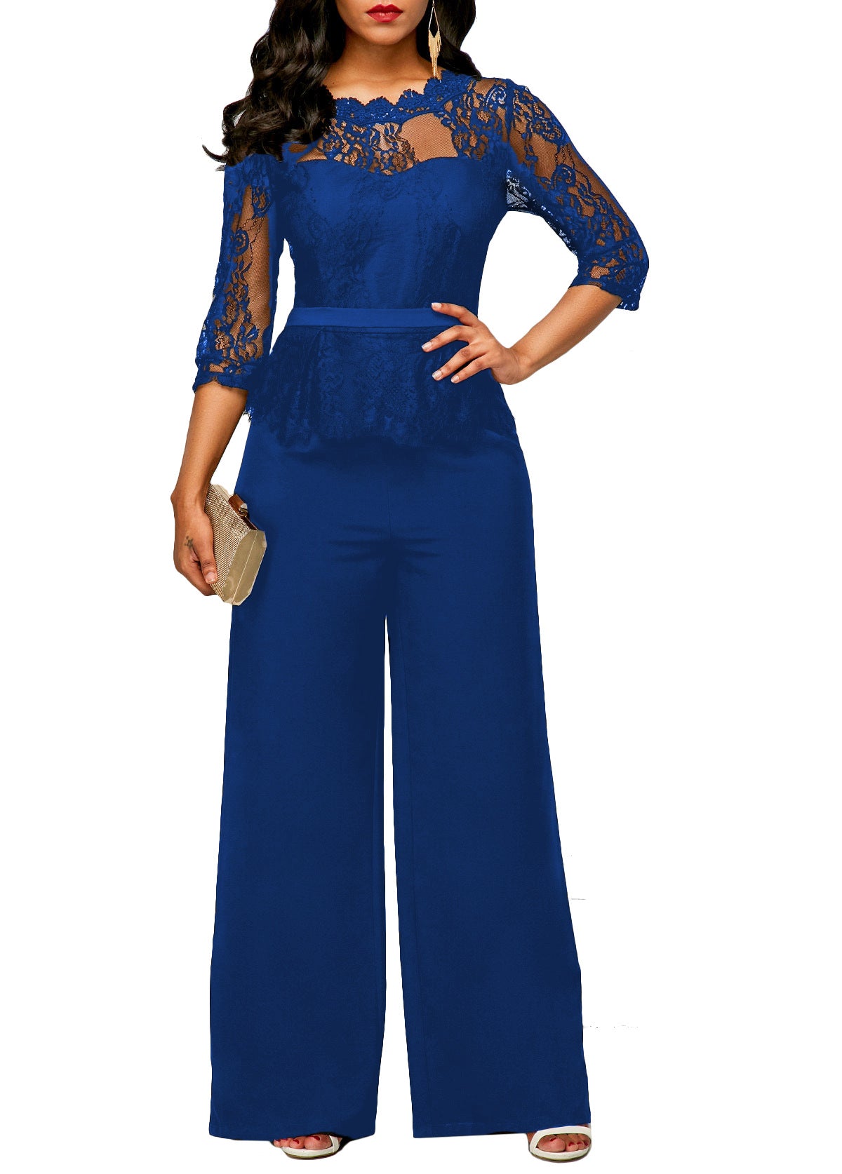 Summer Lace Jumpsuit for Women – High Waist Wide Leg Romper
