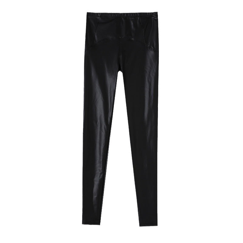 Women’s Plus Size Fleece-Lined PU Leather Pants – Warm Black Skinny Pencil Leggings, M–2XL