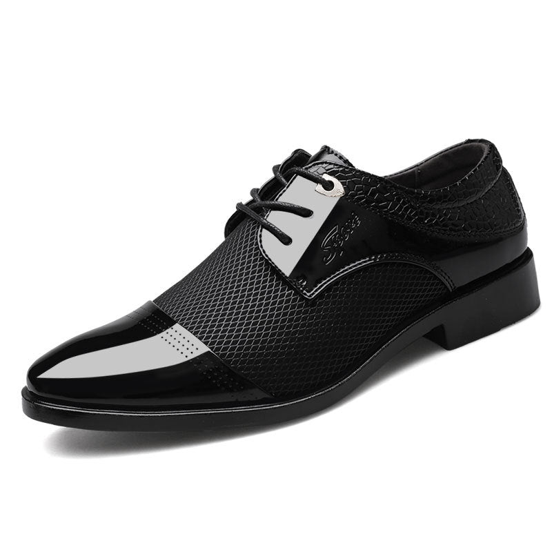 Men’s Shiny Pointed-Toe Dress Shoes – Elegant Formal Footwear